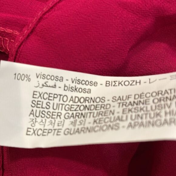 NWT Zara Semi Sheer Open Back Blouse Fuchsia Medium - Picture 10 of 12